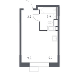 Планировка студии(квартира) площадью 21 квадратных метров в ЖК “ЖК Цветочные Поляны”