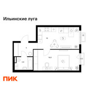 Планировка однокомнатной(квартира) площадью 41.9 квадратных метров в “ЖК Ильинские луга”