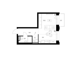 Планировка студии(квартира) площадью 30.4 квадратных метров в “ЖК Саларьево парк”