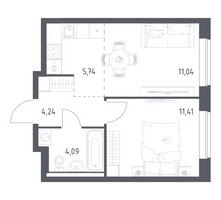 Планировка однокомнатной(квартира) площадью 36.52 квадратных метров в “ЖК Новое Видное”