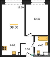 Планировка однокомнатной(квартира) площадью 39.5 квадратных метров в “Жилые кварталы Белый Град”