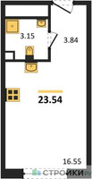 Планировка студии(квартира) площадью 23.54 квадратных метров в “ЖК Дмитровское небо”