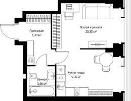 Планировка однокомнатной(квартира) площадью 35.35 квадратных метров в “Мультиквартал СИТИДЗЕН”