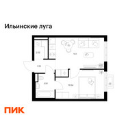 Планировка однокомнатной(квартира) площадью 32.33 квадратных метров в “ЖК Ильинские луга”