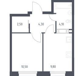 Планировка однокомнатной(квартира) площадью 31.2 квадратных метров в ЖК “ЖК ЭкоБунино (Южное Бунино)”