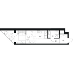 Планировка студии(квартира) площадью 33.2 квадратных метров в ЖК “ЖК NEXUS by Akvilon (Нексус от Аквилон)”