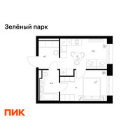 Планировка однокомнатной(квартира) площадью 32.4 квадратных метров в “ЖК Зеленый парк”