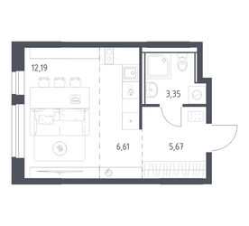 Планировка студии(квартира) площадью 27.82 квадратных метров в ЖК “ЖК Квартал Ивакино”