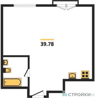 Планировка однокомнатной(квартира) площадью 39.78 квадратных метров в “ЖК Дом Достижение”