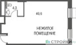 Планировка студии(квартира) площадью 45.1 квадратных метров в “ЖК Резиденции Архитекторов”