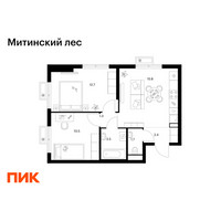 Планировка двухкомнатной(квартира) площадью 47.9 квадратных метров в “ЖК Митинский лес”