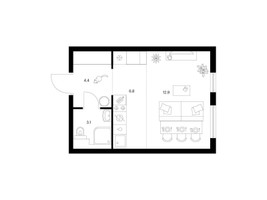 Планировка студии(квартира) площадью 27.2 квадратных метров в “ЖК Кронштадтский 9”