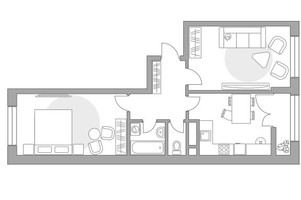 Планировка двухкомнатной(квартира) площадью 60.14 квадратных метров в “ЖК Пехра”