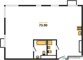 Планировка трехкомнатной(квартира) площадью 73.9 квадратных метров в “ЖК Tophills (ТопХиллс)”