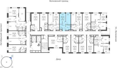 Планировка однокомнатной(апартаменты) площадью 29.75 квадратных метров в ЖК “ЖК Волковская 67”