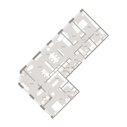 Планировка 4+ комнатной(апартаменты) площадью 198.34 квадратных метров в ЖК “ЖК D'ORO MILLE (Доро Милле)”