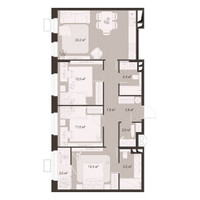 Планировка трехкомнатной(квартира) площадью 88.4 квадратных метров в “ЖК Гранд Комфорт”