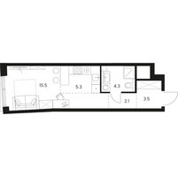 Планировка студии(квартира) площадью 30.7 квадратных метров в “ЖК Нексус от Аквилон”