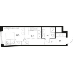 Планировка студии(квартира) площадью 30.7 квадратных метров в ЖК “ЖК Нексус от Аквилон”