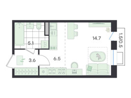 Планировка студии(квартира) площадью 30.4 квадратных метров в “ЖК G3 Театральный”