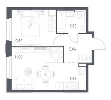 Планировка однокомнатной(квартира) площадью 37.52 квадратных метров в “ЖК Квартал Строгино”