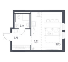 Планировка студии(квартира) площадью 26.13 квадратных метров в “ЖК Пригород Лесное”