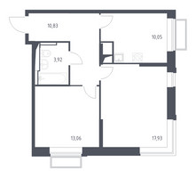 Планировка двухкомнатной(квартира) площадью 55.8 квадратных метров в “ЖК Долина Яузы”