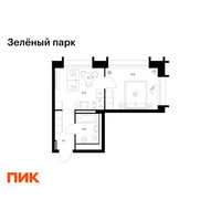 Планировка однокомнатной(квартира) площадью 31 квадратных метров в “ЖК Зеленый парк”