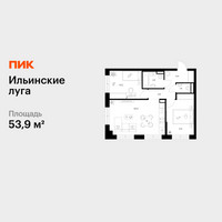 Планировка двухкомнатной(квартира) площадью 53.9 квадратных метров в “ЖК Ильинские луга”