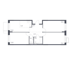 Планировка трехкомнатной(квартира) площадью 80.62 квадратных метров в ЖК “ЖК Молжаниново”