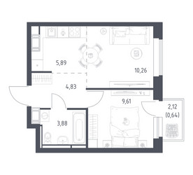 Планировка однокомнатной(квартира) площадью 35.11 квадратных метров в ЖК “ЖК Большое Путилково”