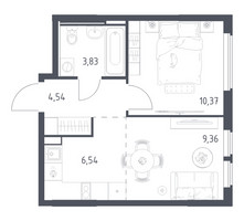 Планировка однокомнатной(квартира) площадью 34.64 квадратных метров в “ЖК Остафьево”