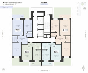 Планировка однокомнатной(квартира) площадью 40.09 квадратных метров в ЖК “ЖК Онегин Подольск”