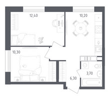 Планировка двухкомнатной(квартира) площадью 42.9 квадратных метров в “ЖК Ольховый Квартал”