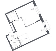 Планировка однокомнатной(квартира) площадью 46.1 квадратных метров в “ЖК Рублевский Квартал”