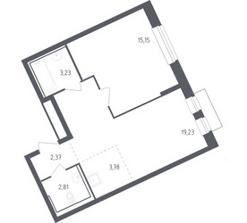 Планировка однокомнатной(квартира) площадью 46.1 квадратных метров в ЖК “ЖК Рублевский Квартал”