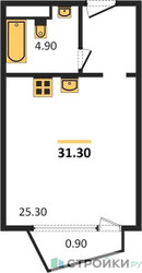 Планировка студии(квартира) площадью 31.3 квадратных метров в ЖК “ЖК Russian Design District”
