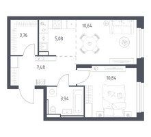 Планировка однокомнатной(квартира) площадью 41.74 квадратных метров в “ЖК Квартал Строгино”