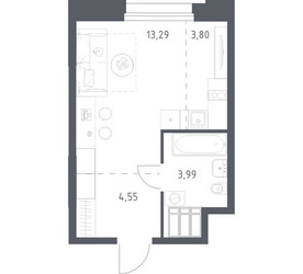 Планировка студии(апартаменты) площадью 25.93 квадратных метров в ЖК “ЖК Апарт-отель Тропарево парк”