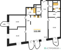 Планировка трехкомнатной(квартира) площадью 111.5 квадратных метров в “ЖК Союз (СВАО)”