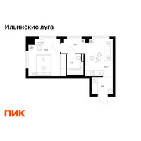 Планировка однокомнатной(квартира) площадью 34.8 квадратных метров в “ЖК Ильинские луга”
