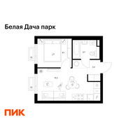 Планировка однокомнатной(квартира) площадью 30.2 квадратных метров в “ЖК Белая Дача парк”