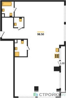 Планировка трехкомнатной(квартира) площадью 97.6 квадратных метров в “ЖК River Park Кутузовский (Ривер Парк Тауэрс)”