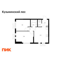 Планировка двухкомнатной(квартира) площадью 46 квадратных метров в “ЖК Кузьминский лес”