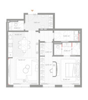 Планировка однокомнатной(квартира) площадью 78.1 квадратных метров в “ЖК Николь”