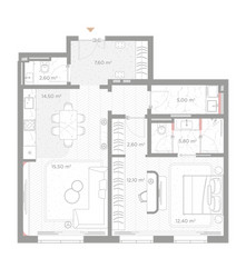 Планировка однокомнатной(квартира) площадью 78.1 квадратных метров в ЖК “ЖК Николь”