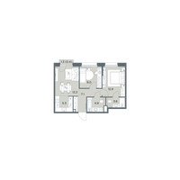 Планировка трехкомнатной(квартира) площадью 56.5 квадратных метров в “ЖК Станиславский”