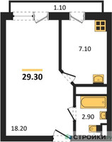 Планировка однокомнатной(квартира) площадью 29.3 квадратных метров в “ЖК Южная Долина”