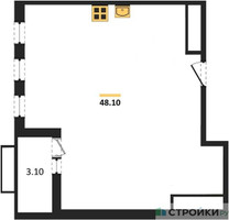 Планировка двухкомнатной(квартира) площадью 48.1 квадратных метров в “ЖК Римский”