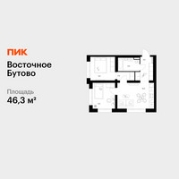 Планировка двухкомнатной(квартира) площадью 46.3 квадратных метров в “ЖК Восточное Бутово”